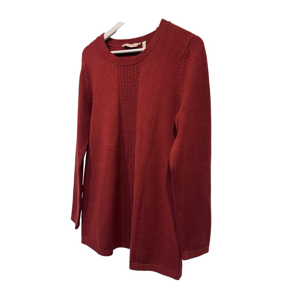 Soft Surroundings Priscilla Tunic Sweater Medium Round Neck Tight Knit Brick Red - Picture 10 of 13